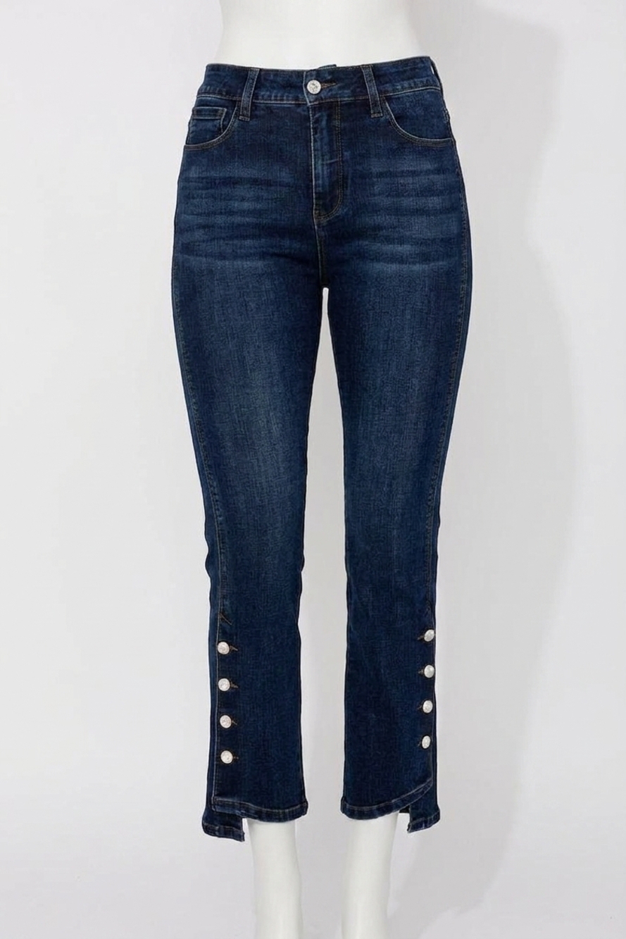 NEW FRANK LYMAN havilyn high waisted slim leg jeans in dark blue